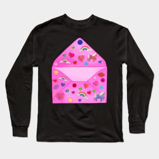 Pink Sparkly Sticker Envelope Long Sleeve T-Shirt